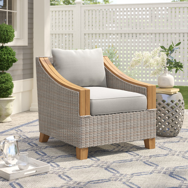 Rosecliff Heights Kincaid Teak Patio Chair with Cushions & Reviews